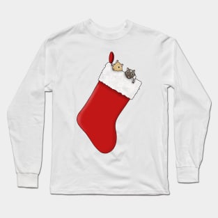 Two cute gerbils in red Christmas stocking Long Sleeve T-Shirt